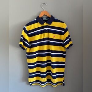 Polo by Ralph Lauren Men's Navy and Yellow Striped Polo